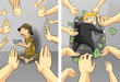 Suffering between the rich and the poor guy.