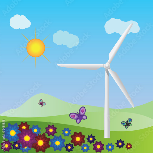 Vector: Wind turbine landscape Wind turbine landscape