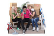 Photo: trio of flatmates moving in together trio of flatmates moving in together