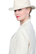 Woman wearing cream coloured suite