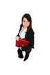Woman law student on white background