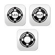 Life belt, help, s.o.s. vector buttons set