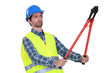 Laborer on white background