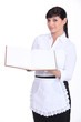 Foto: Waitress holding menu Waitress holding menu