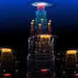 Mysterious city. Computer generated graphics.
