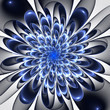 Beautiful lush blue flower on white background. Computer generat