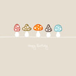 Mushrooms "Happy Birthday" Retro
