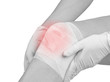 Cotton bandage over a wound on knee.