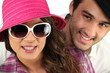 Young people with trendy clothing