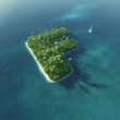 Island Alphabet. Paradise tropical island in form of letter F