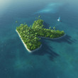 Island Alphabet. Paradise tropical island in form of letter K