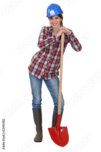 Photo: Tradeswoman with a spade Tradeswoman with a spade