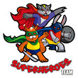 Funny animals superheroes, vector illustration