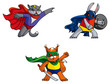 Funny animals superheroes, vector illustration