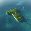 Island Alphabet. Paradise tropical island in form of letter T