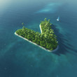 Island Alphabet. Paradise tropical island in form of letter V