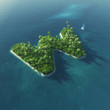 Island Alphabet. Paradise tropical island in form of letter W