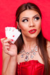 Photo: Woman with all aces in her hand Woman with all aces in her hand