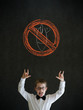 Knowledge rocks boy business man with  no bombs war sign