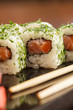 sushi with chopsticks