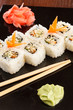 sushi with chopsticks