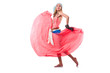Woman dancing spanish dances on white