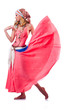 Woman dancing spanish dances on white