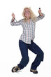 Electrocuted woman staggering
