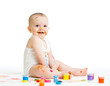 Photo: smiling baby drawing with a finger's paints smiling baby drawing with a finger's paints