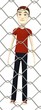 3d render of cartoon character behind fence