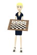 3d render of cartoon character with checkers