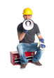 Mann mit Megaphone