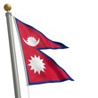 Die Flagge von Nepal flattert am Fahnenmast