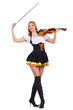 Girl playing violin on white