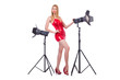 Model in the studio on white