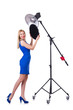 Model in the studio on white