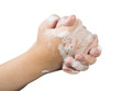 Lathered hands and soap