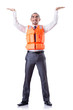 Man in life jacket isolated on white