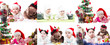 Collage of Santa baby girl and toy in Christmas on isolated
