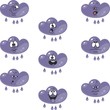 Weather cartoon rain cloud set 004