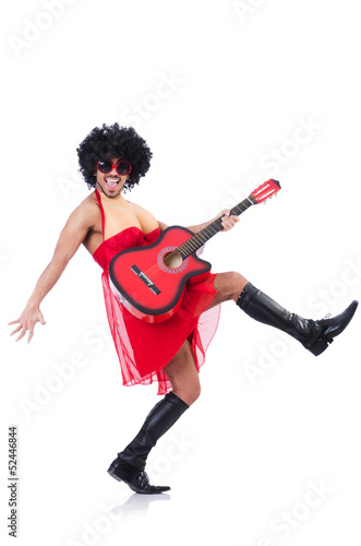 Photo: Man in woman clothing with guitar Man in woman clothing with guitar