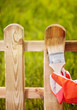 Applying protective varnish to a wooden fence