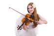 Young violin player isolated on white