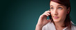 Young woman making phone call with copy space