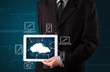 Businessman showing hand drawn cloud computing