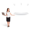 Beutiful young woman presenting modern copy space