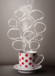 Coffee mug with hand drawn speech bubbles
