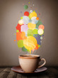 Photo: Tea cup with colorful speech bubbles Tea cup with colorful speech bubbles