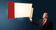 businessman presenting modern origami copy space