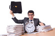 Woman businessman with giant alarm clock
